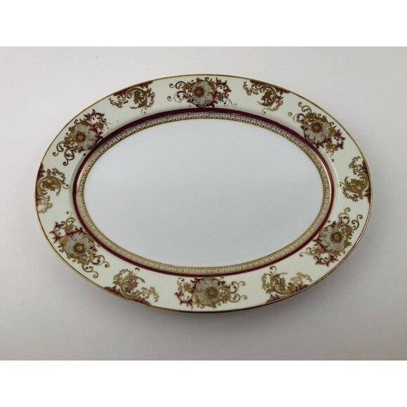 Meito China Hand Painted Oval Serving Platter Tray Vintage Japan Fine Porcelain - Picture 11 of 11